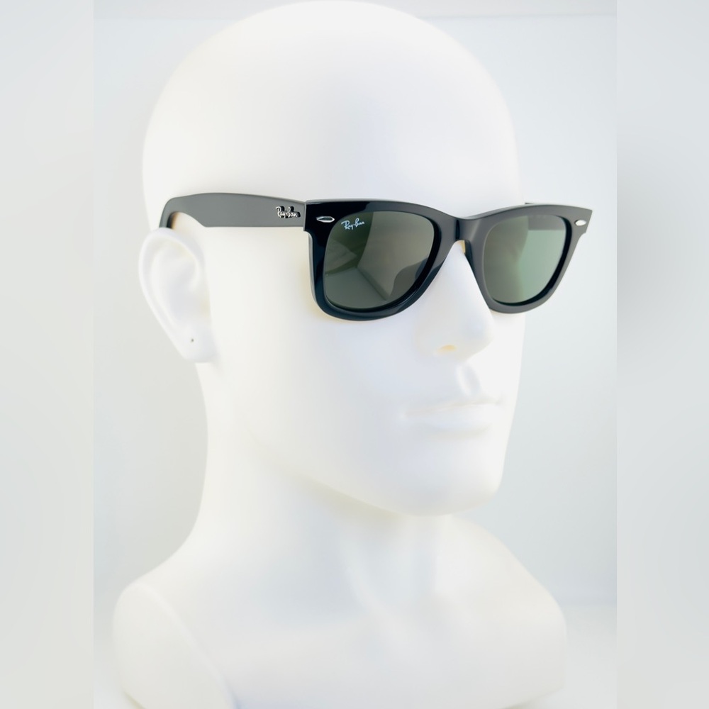 Ray-Ban Sunglasses RB2140 Wayfarer Classic UNISEX! Acetate black Green Lenses - Picture 2 of 14
